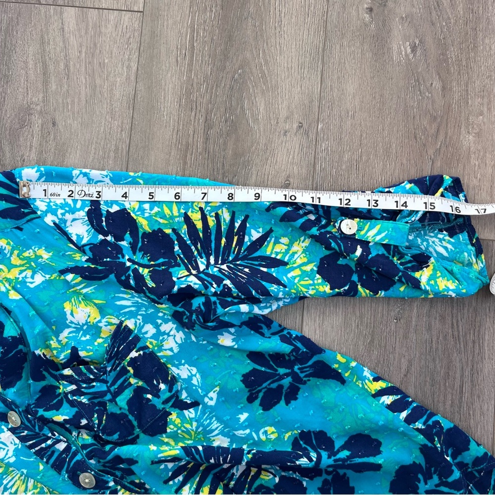 Ruby Rd Tie Front Button Up Tropical Printed Shir… - image 8